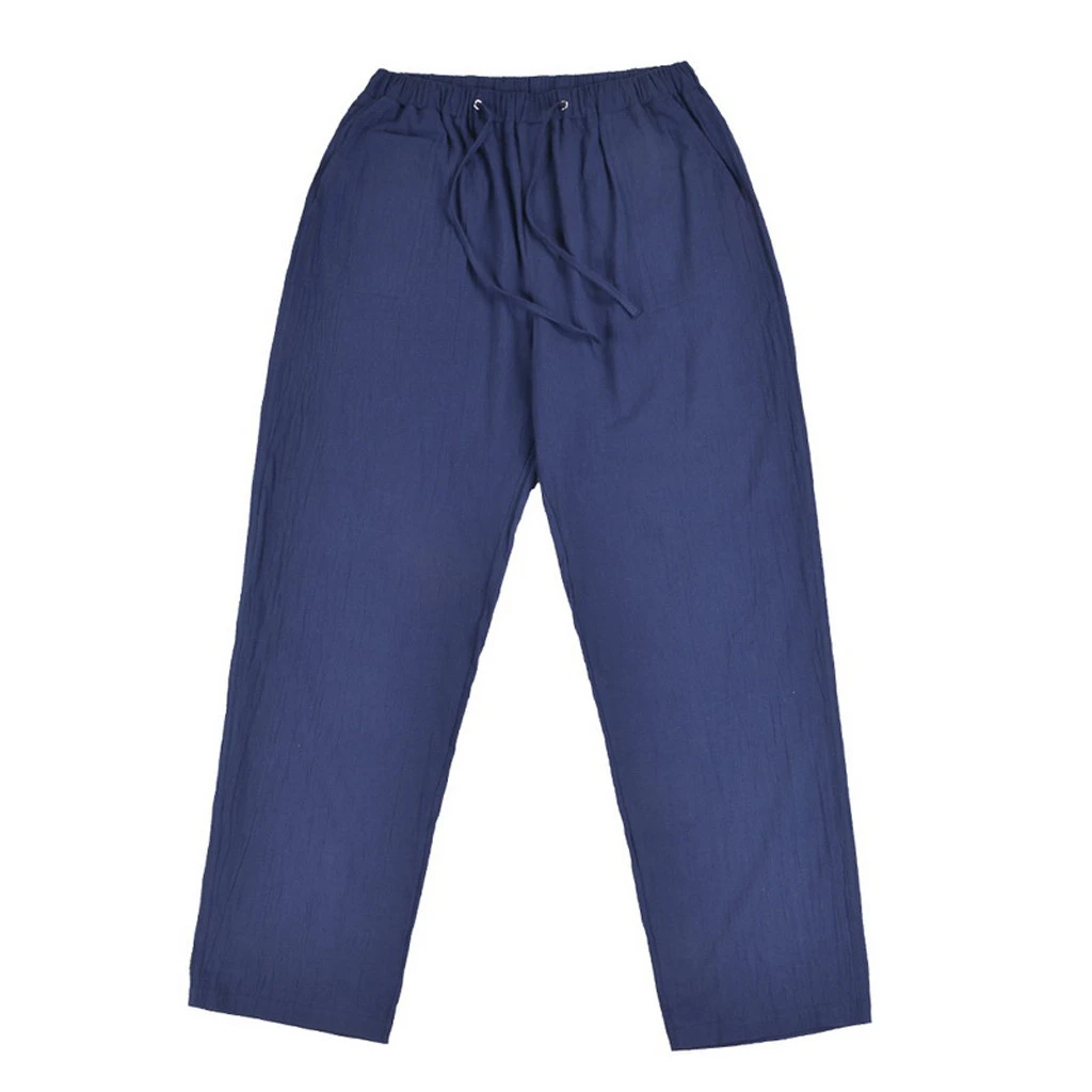 Men's linen large size pocket trousers