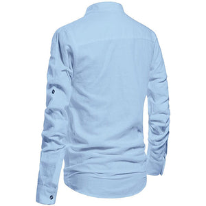 Men Henley Neck Long Sleeve Daily Look Linen Shirts