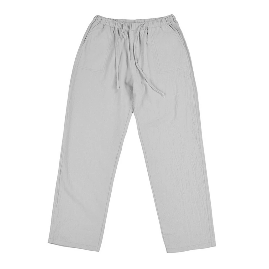 Men's linen large size pocket trousers