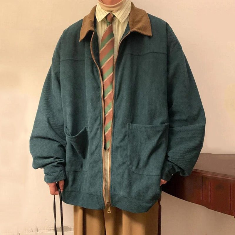 Vintage Corduroy Contrast Color Jacket