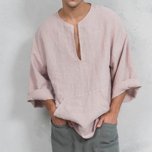 Men's Loose Linen Tunic Shirts