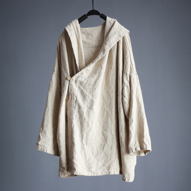 Men's Plus Size Linen Hooded Coat