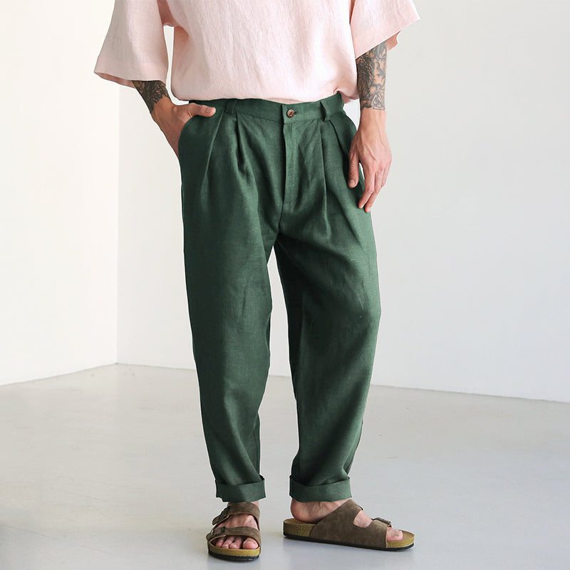 Mens Linen Trousers With Pleats