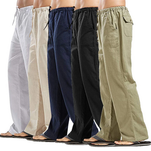 Men's linen large size pocket trousers