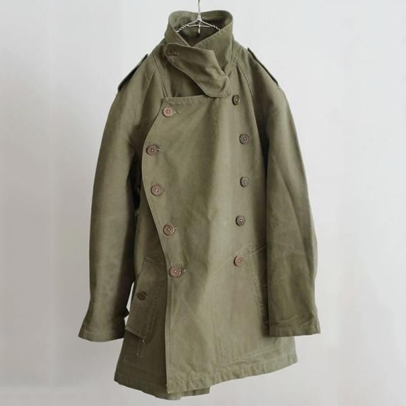 1940s French Army Motorcycle Canvas Coat