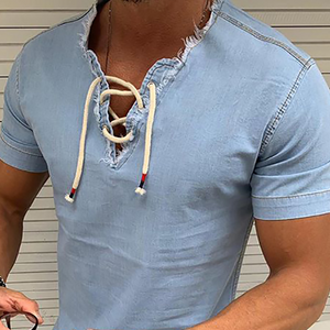 Denim Blue V Neck T-shirts