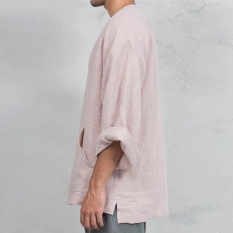 Men's Loose Linen Tunic Shirts