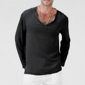 Men's ethnic long sleeve linen t-shirt