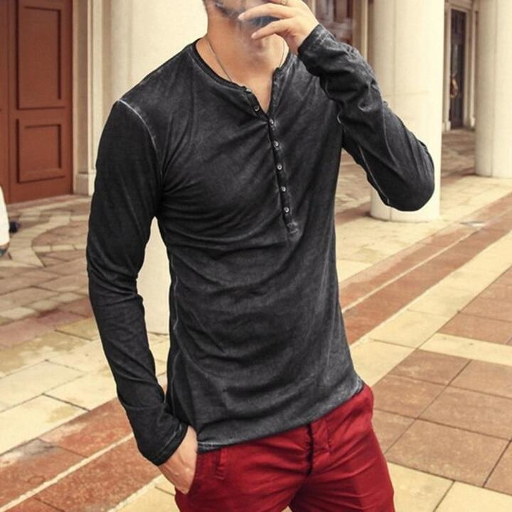 Men's V Collar Sleeve T-shirt