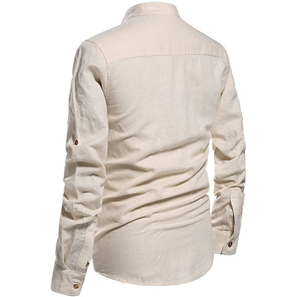 Men Henley Neck Long Sleeve Daily Look Linen Shirts