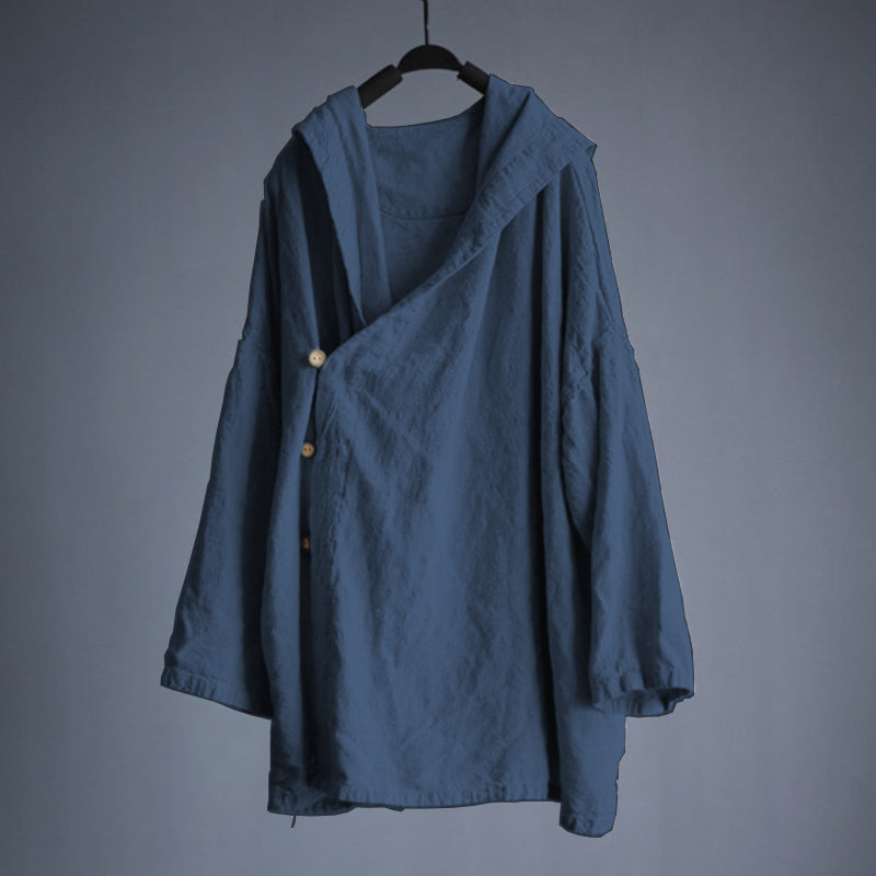 Men's Plus Size Linen Hooded Coat