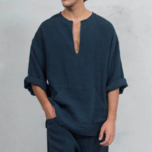 Men's Loose Linen Tunic Shirts