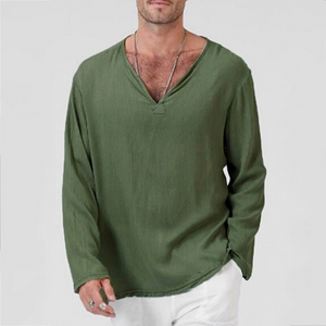 Men's ethnic long sleeve linen t-shirt