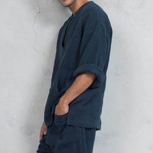 Men's Loose Linen Tunic Shirts