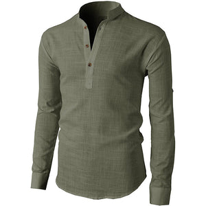 Classic Long Sleeve Linen Shirt with Buttons