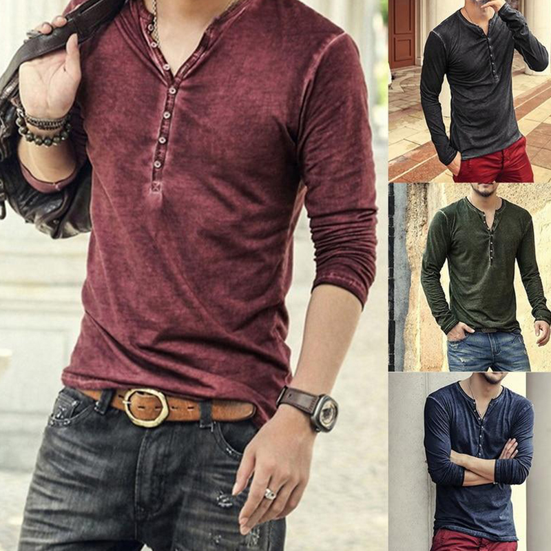 Men's V Collar Sleeve T-shirt