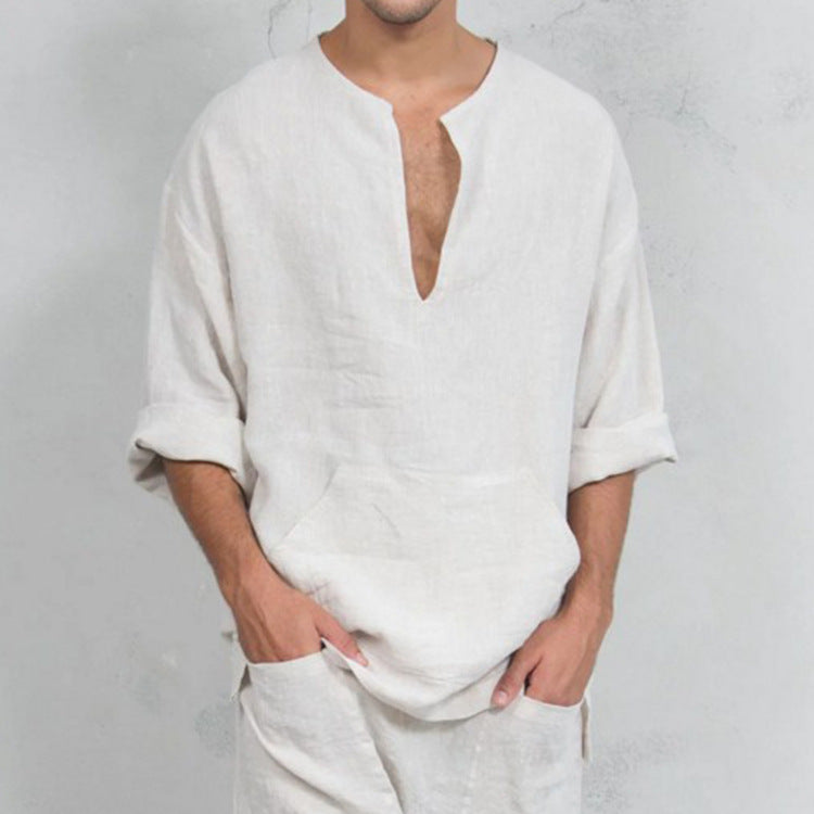 Men's Loose Linen Tunic Shirts