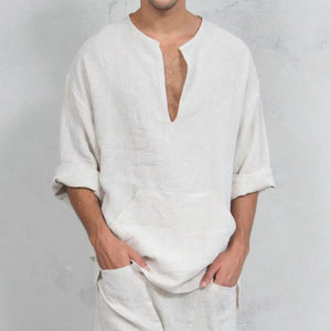 Men's Loose Linen Tunic Shirts