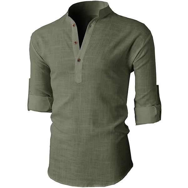 Classic Long Sleeve Linen Shirt with Buttons