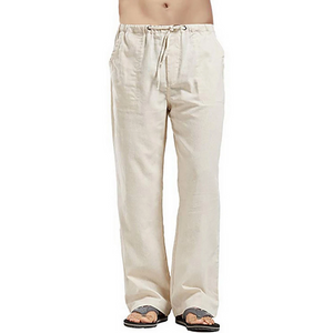 Men's linen large size pocket trousers