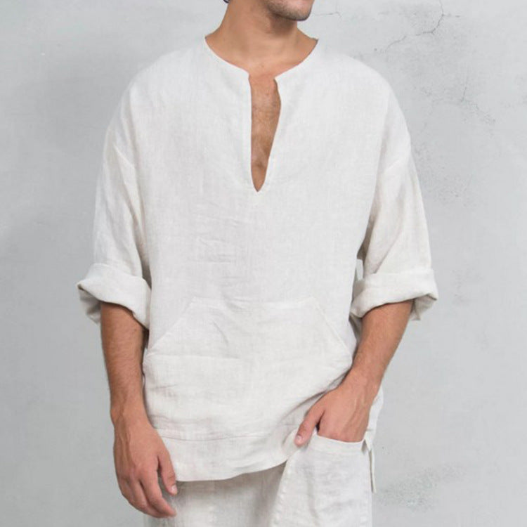 Men's Loose Linen Tunic Shirts