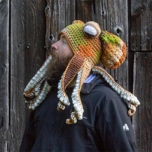 🎁Handmade Surprise Christmas gift🐙Octopus Pattern Color Block Knitted Hat