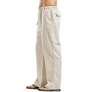 Men's linen large size pocket trousers