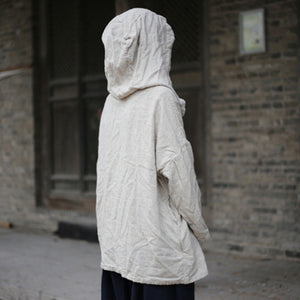 Men's Plus Size Linen Hooded Coat