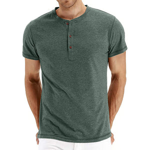 Men's Casual Front Placket Short/Long Sleeve Henley T-Shirts