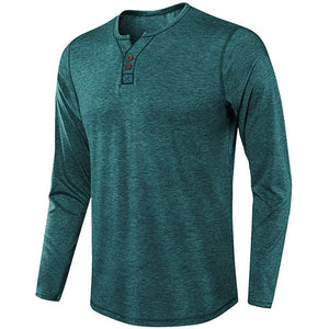 Men's Long Sleeve Crewneck Henley Shirt