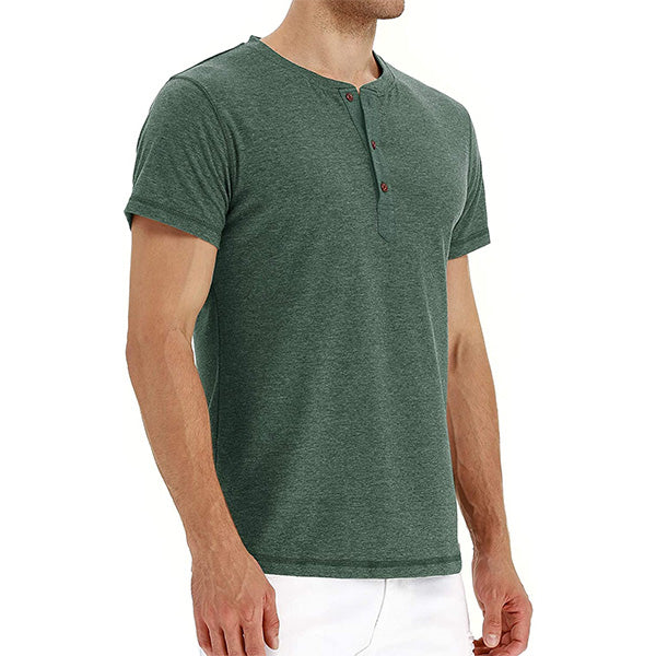 Men's Casual Front Placket Short/Long Sleeve Henley T-Shirts