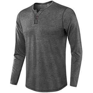 Men's Long Sleeve Crewneck Henley Shirt