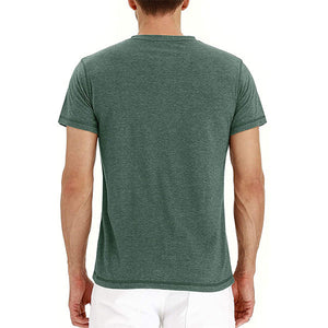 Men's Casual Front Placket Short/Long Sleeve Henley T-Shirts