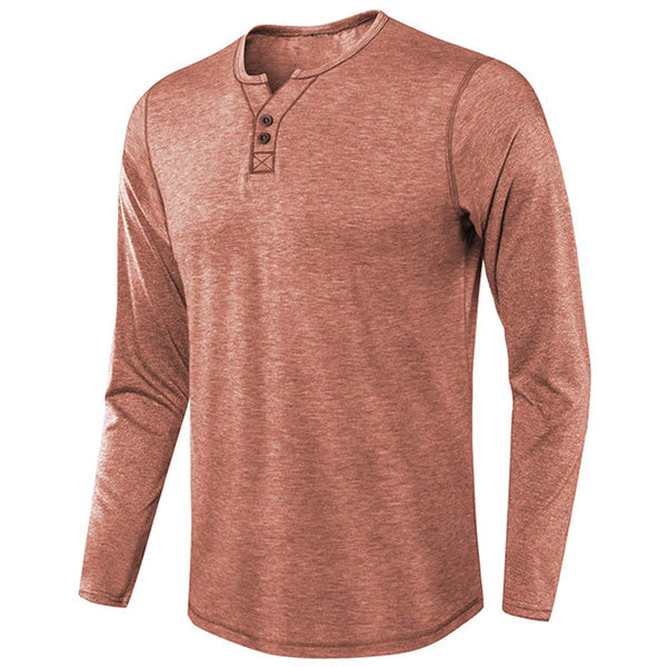 Men's Long Sleeve Crewneck Henley Shirt