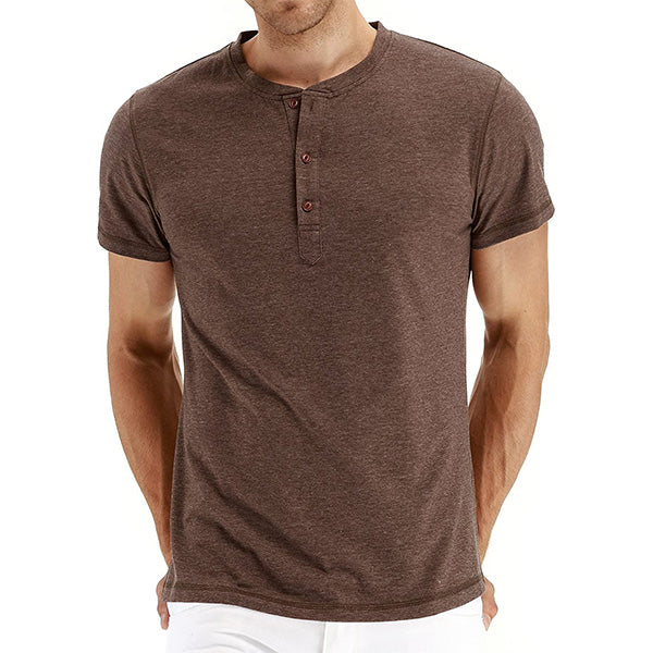 Men's Casual Front Placket Short/Long Sleeve Henley T-Shirts