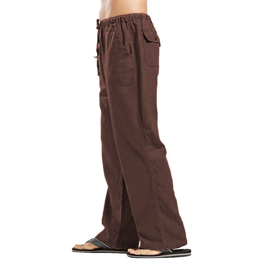 Men's linen large size pocket trousers