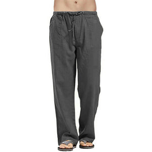 Men's linen large size pocket trousers