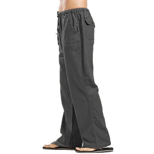 Men's linen large size pocket trousers