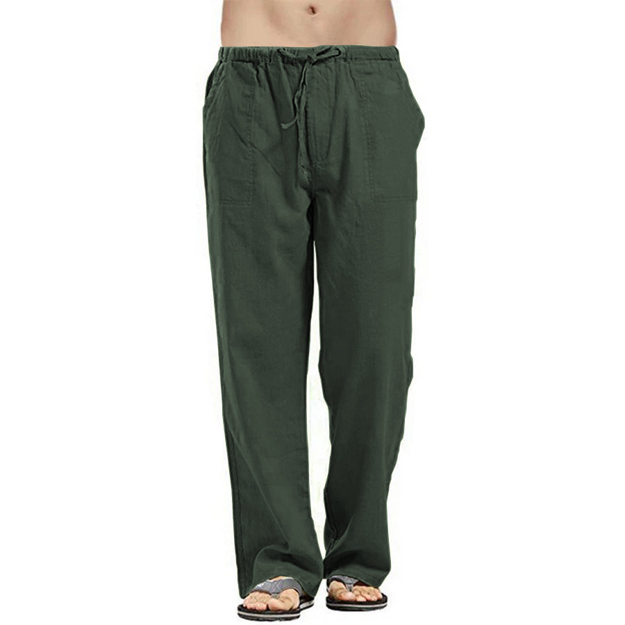 Men's linen large size pocket trousers