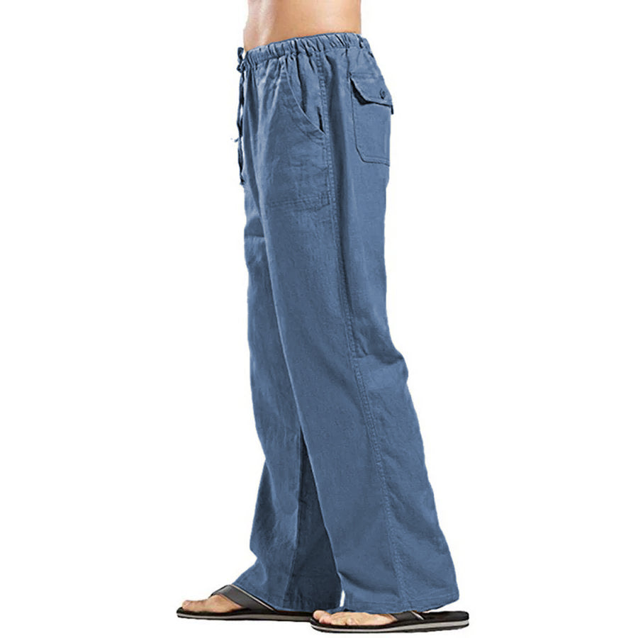 Men's linen large size pocket trousers